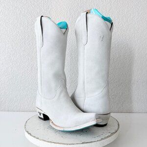 Lane Boots EMMA JANE White Suede Cowboy Western Cowgirl Mid Calf Snip Toe 8.5